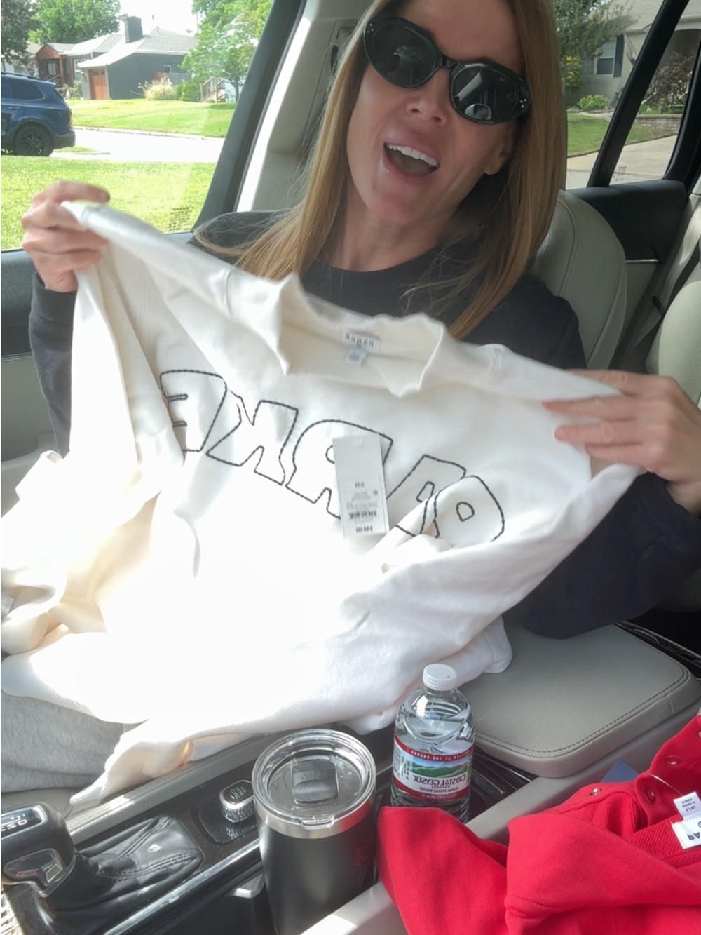 NWT PARKE x Target Cream Mockneck Sweatshirt with Black Stitched Logo L/XL